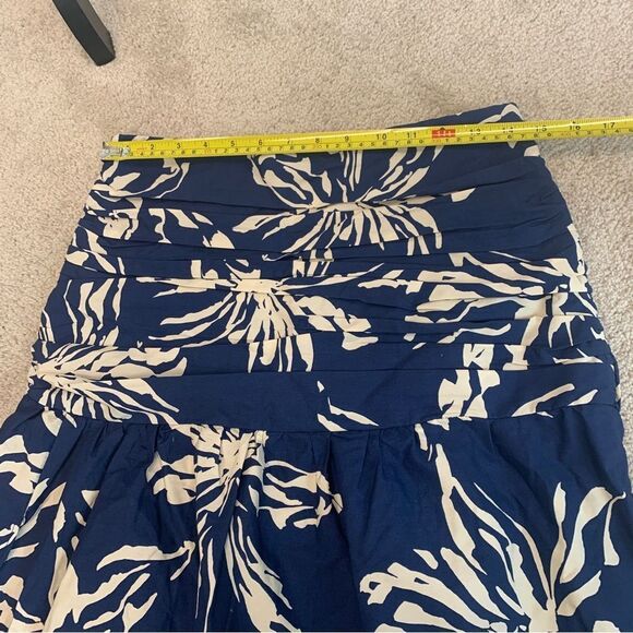 Zara navy long printed high waisted pleated side slit skirt Sz M NWT - Picture 7 of 9